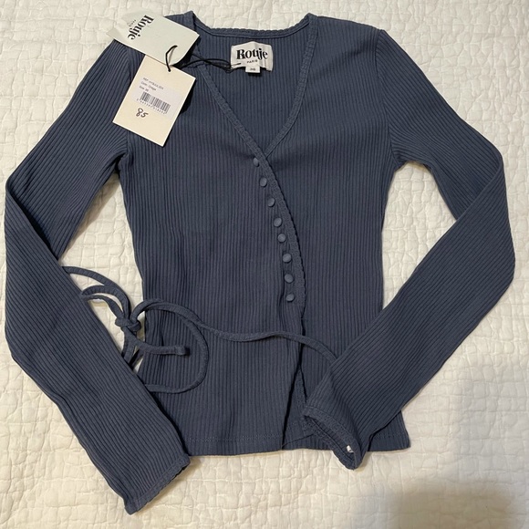 Rouje Julien blue wrap top sz 36 NWT - Picture 2 of 5